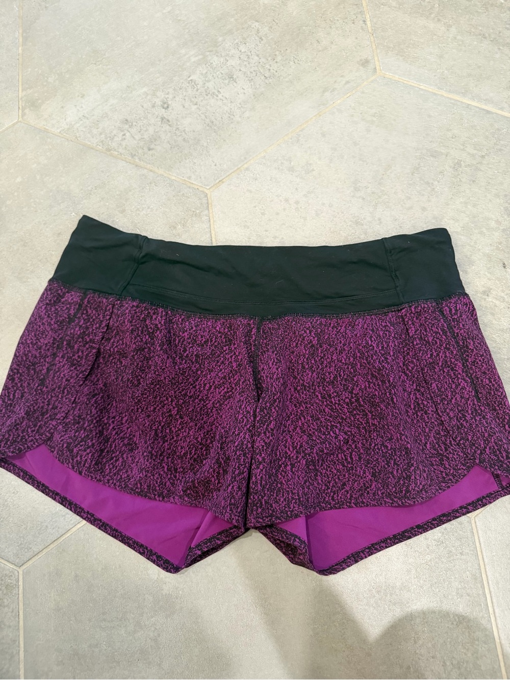 lululemon athletica Purple Marled Running Shorts with Black Waistband